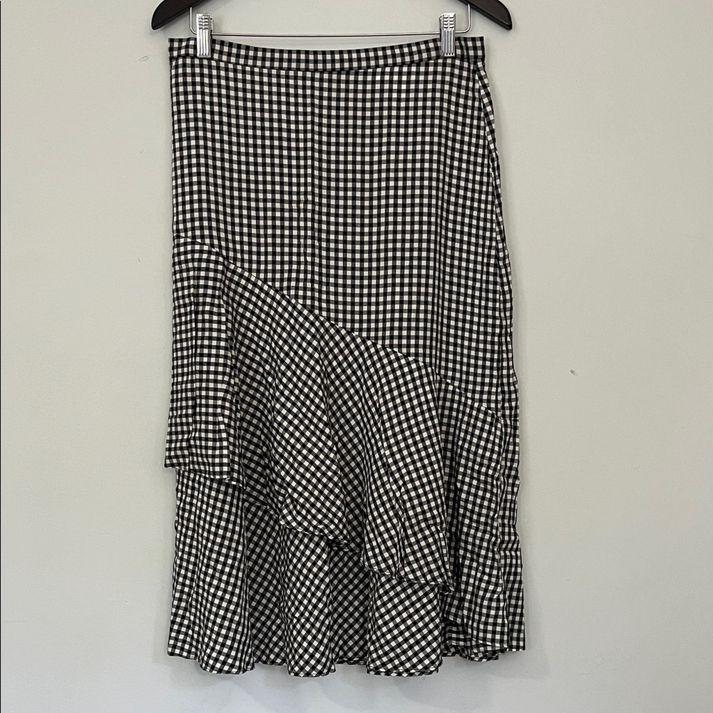Vintage Elle Black and White Gingham Women's Skirt